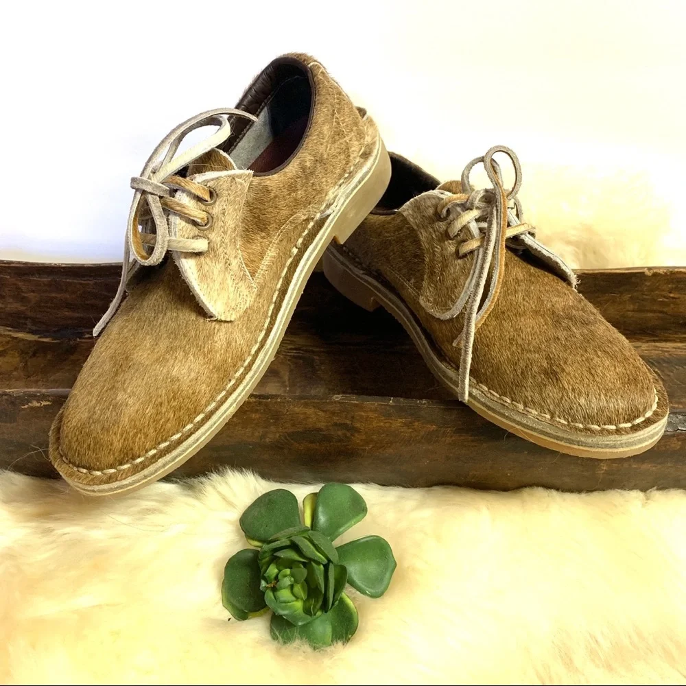 Uwezo Calf Hair Leather Oxford Shoes Desert Chukka NWOT 8